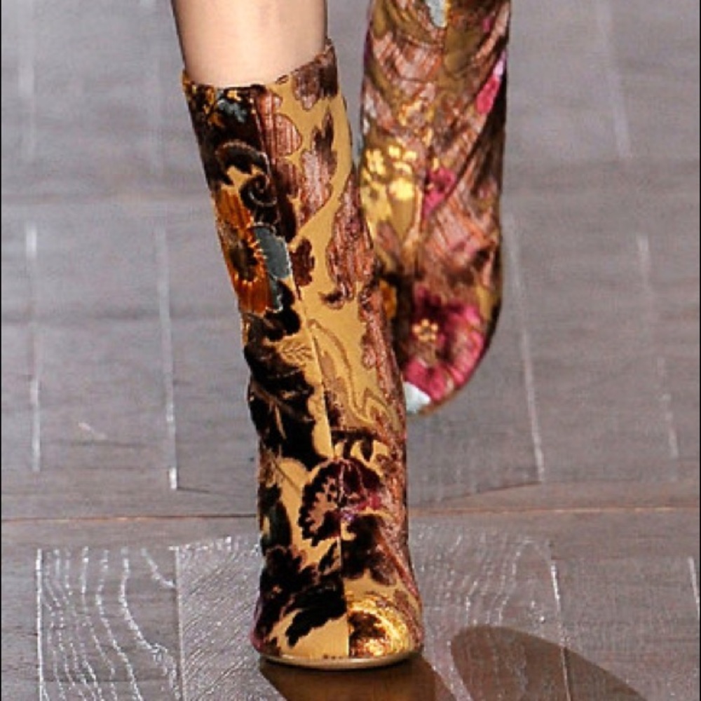 Stella McCartney Mustard Brocade Boots - WORN ONCE like new!!